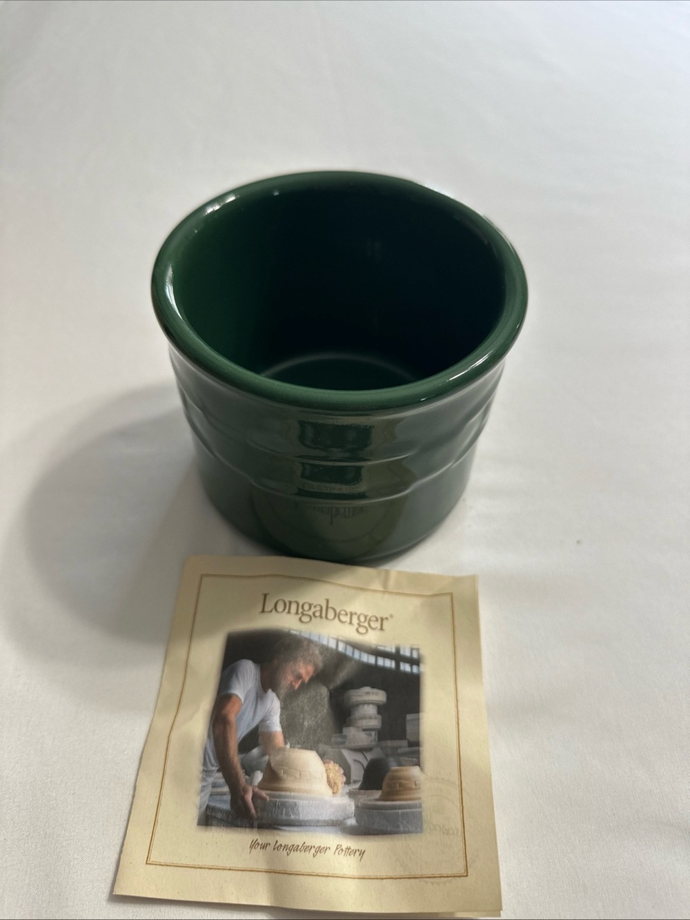 Longaberger Dark Green Ceramic crock